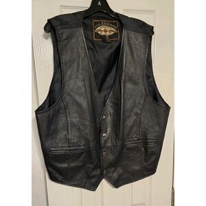 Colebrook Leather Vest Mens 2XL Snap Buttons Biker Motorcycle Trucker Black